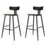 17 Kit 2 Banquetas Altas Analu Rivatti 110cm -Altura- Assento e Encosto PP Preto Detalhe PU Verde Base em Aco